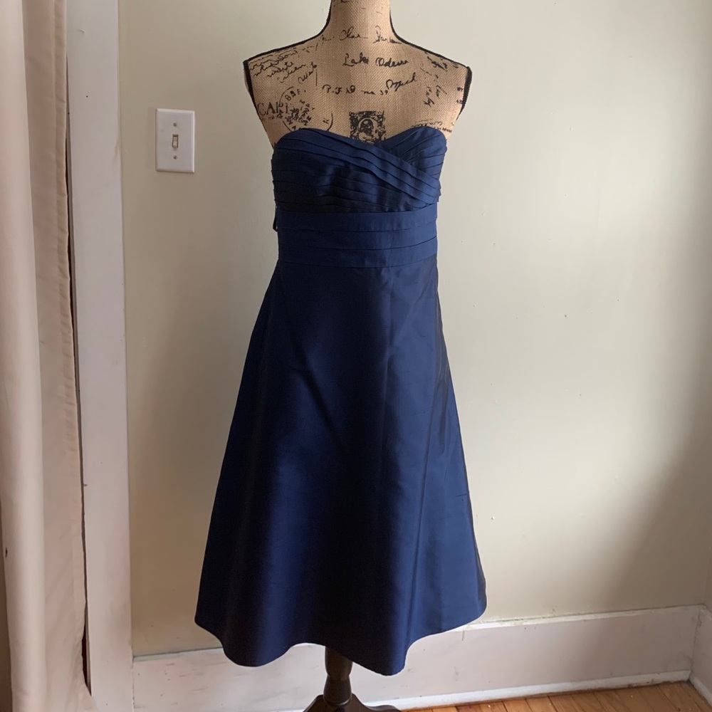 Ann Taylor Celebrations blue strapless silk dress